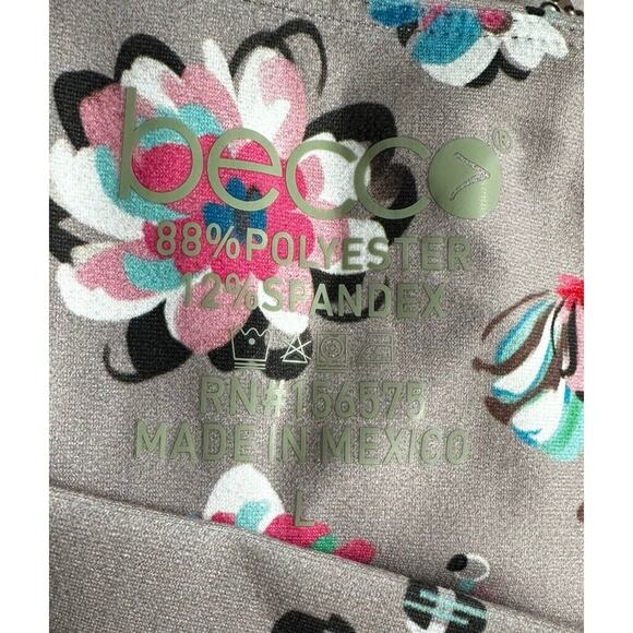 Becco LA Floral Crop Leggings, Taupe, Large - Picture 5 of 5